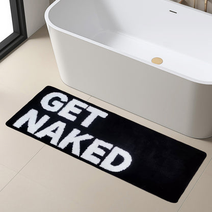 Feblilac Black and White Get Naked Runner Tufted Bath Mat