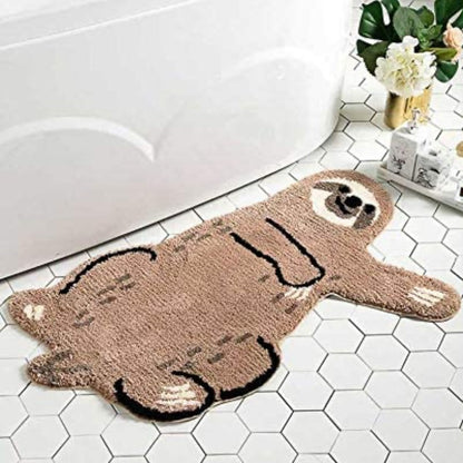 Feblilac Small Sloth Animals Tufted Bath Mat