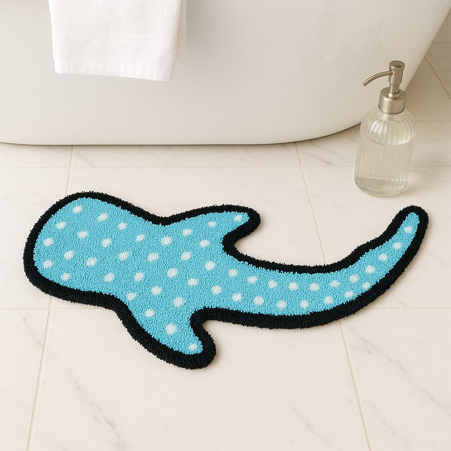 Feblilac Blue Whale Shark Tufted Bath Mat - view 2