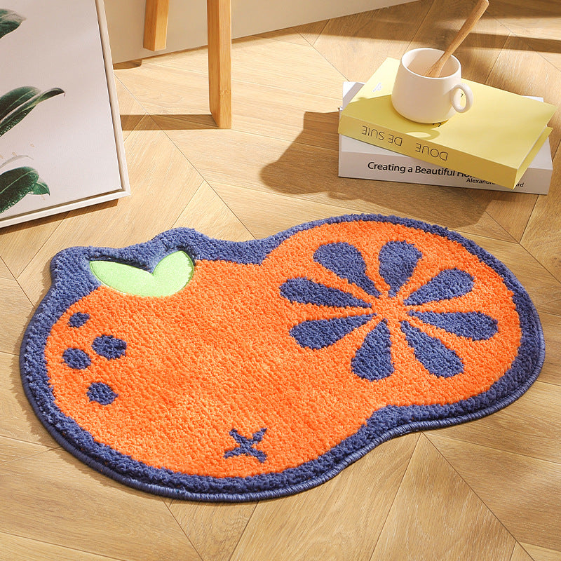 Feblilac Cute Fruit Orange Tufted Bath Mat