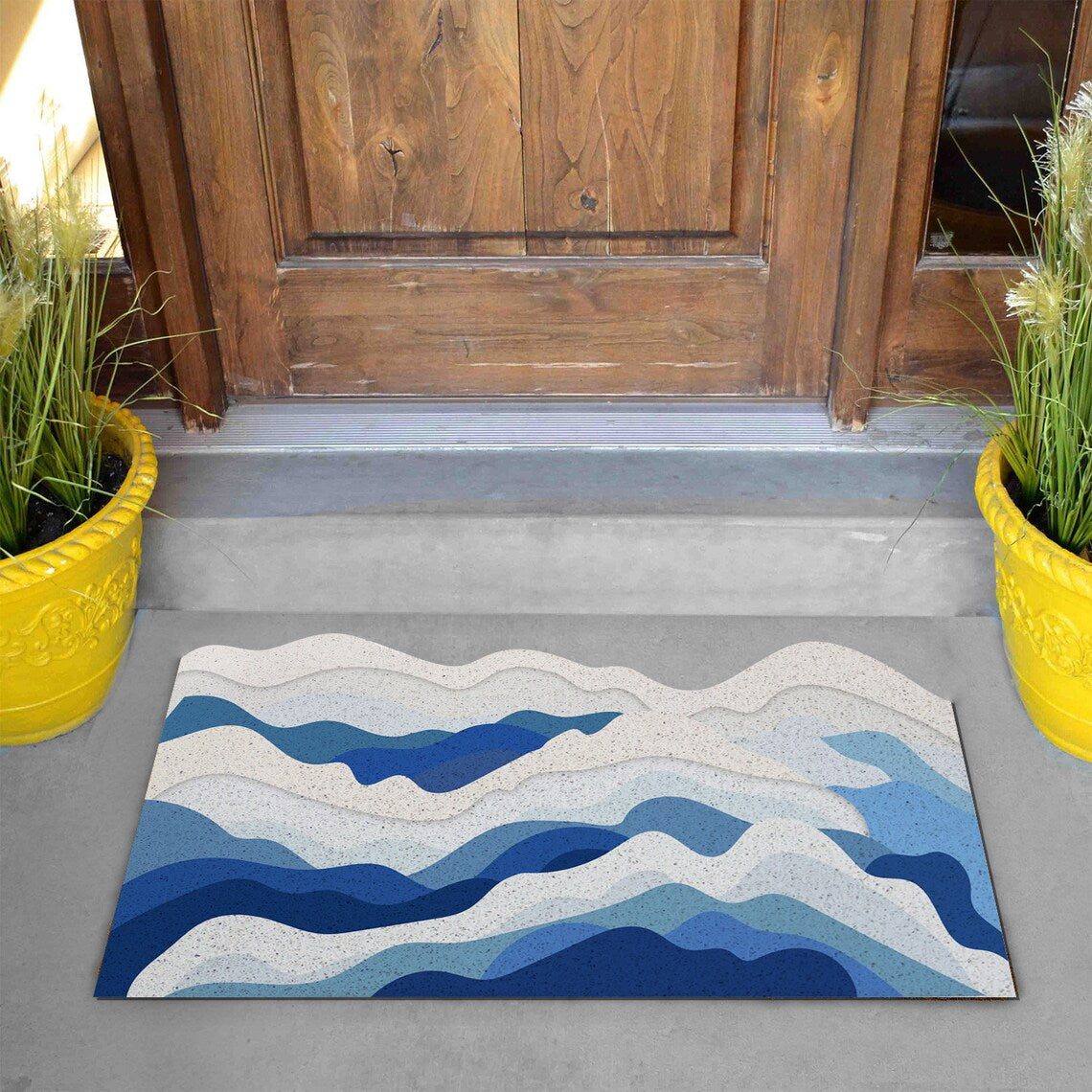 Feblilac Blue Ocean Wave PVC Coil Door Mat