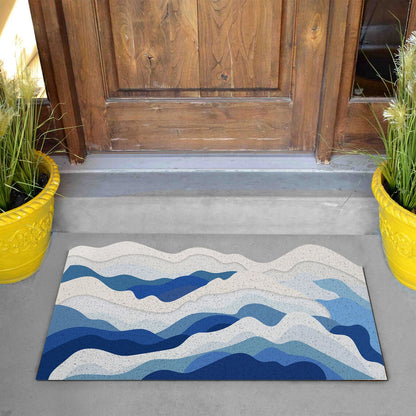 Feblilac Blue Ocean Wave PVC Coil Door Mat