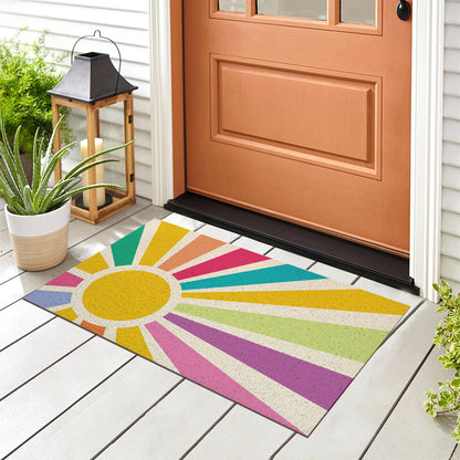 Feblilac Rainbow Sun Rays PVC Coil Door Mat