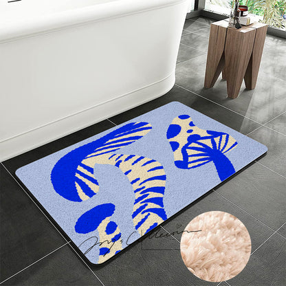 Feblilac Light Blue Mushroom Tufted Bath Mat