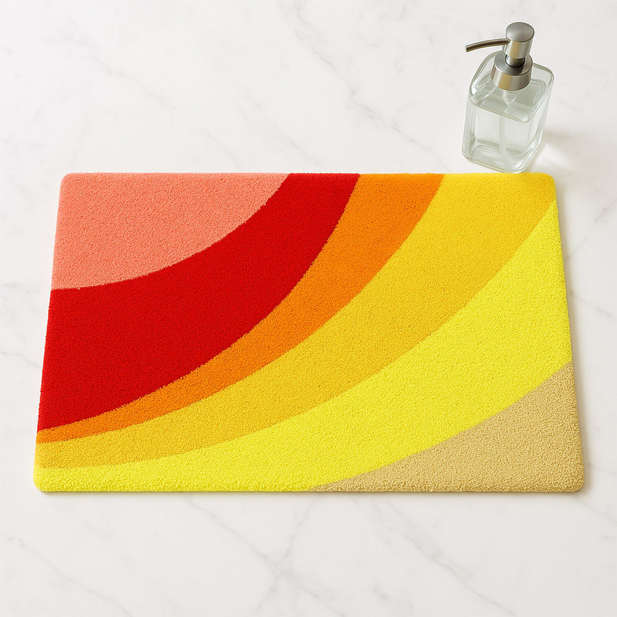 Feblilac Red and Yellow Brilliant Circles Tufted Bath Mat - view 2