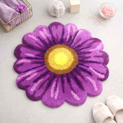 Feblilac Purple Flowers Tufted Bath Mat