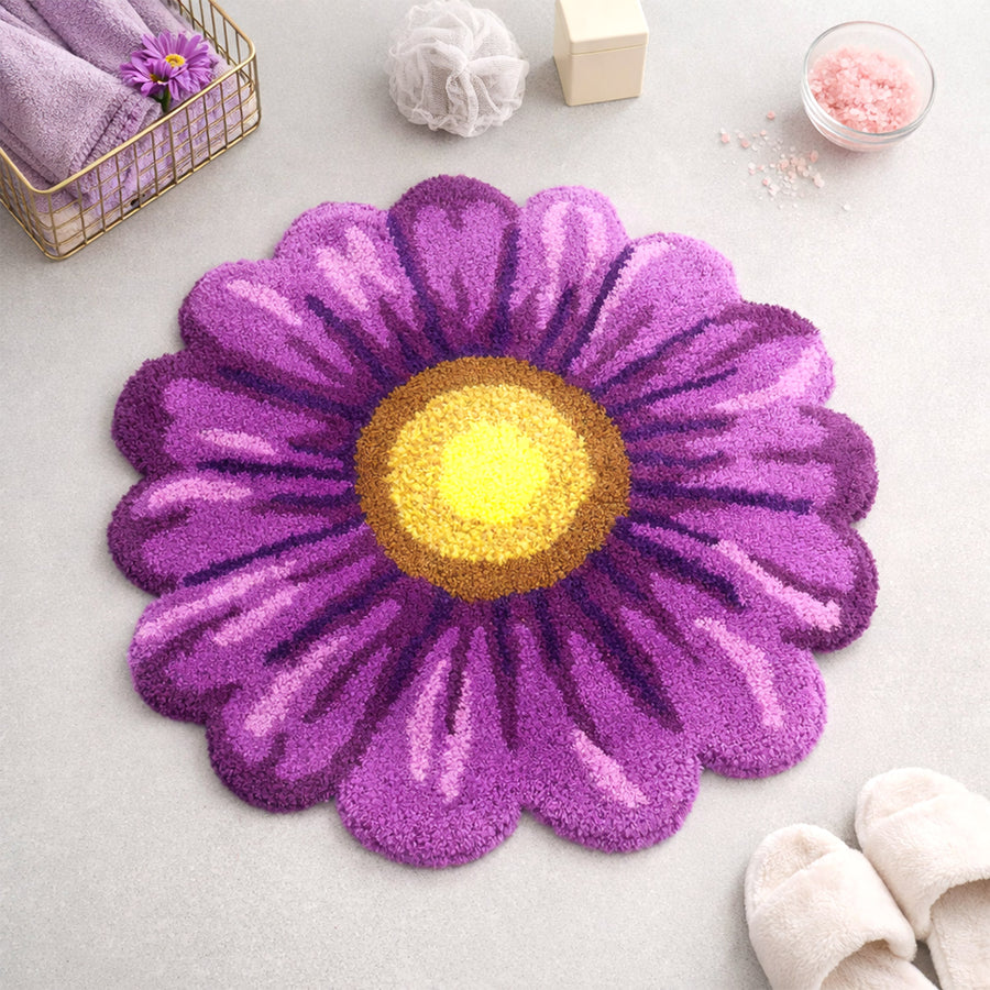 Feblilac Purple Flowers Tufted Bath Mat - view 2
