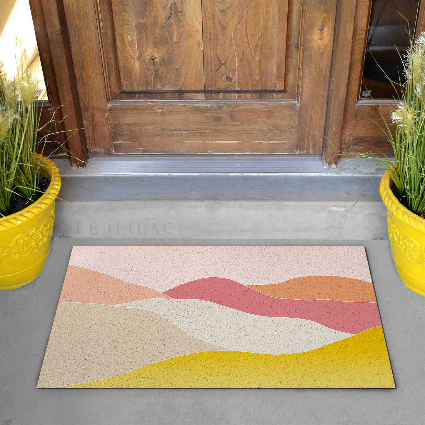 Feblilac Pink Mountain Sunrise PVC Coil Door Mat