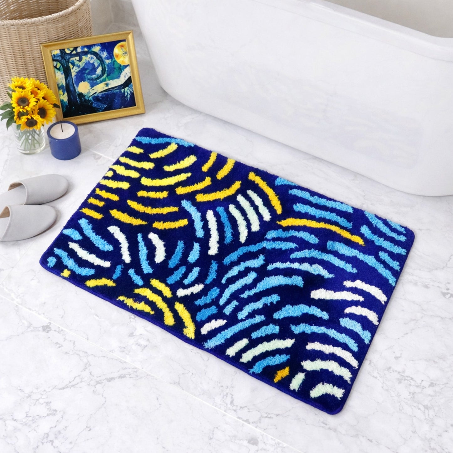 Line of Starry Night Bath Mat, Van Gogh Home Decor