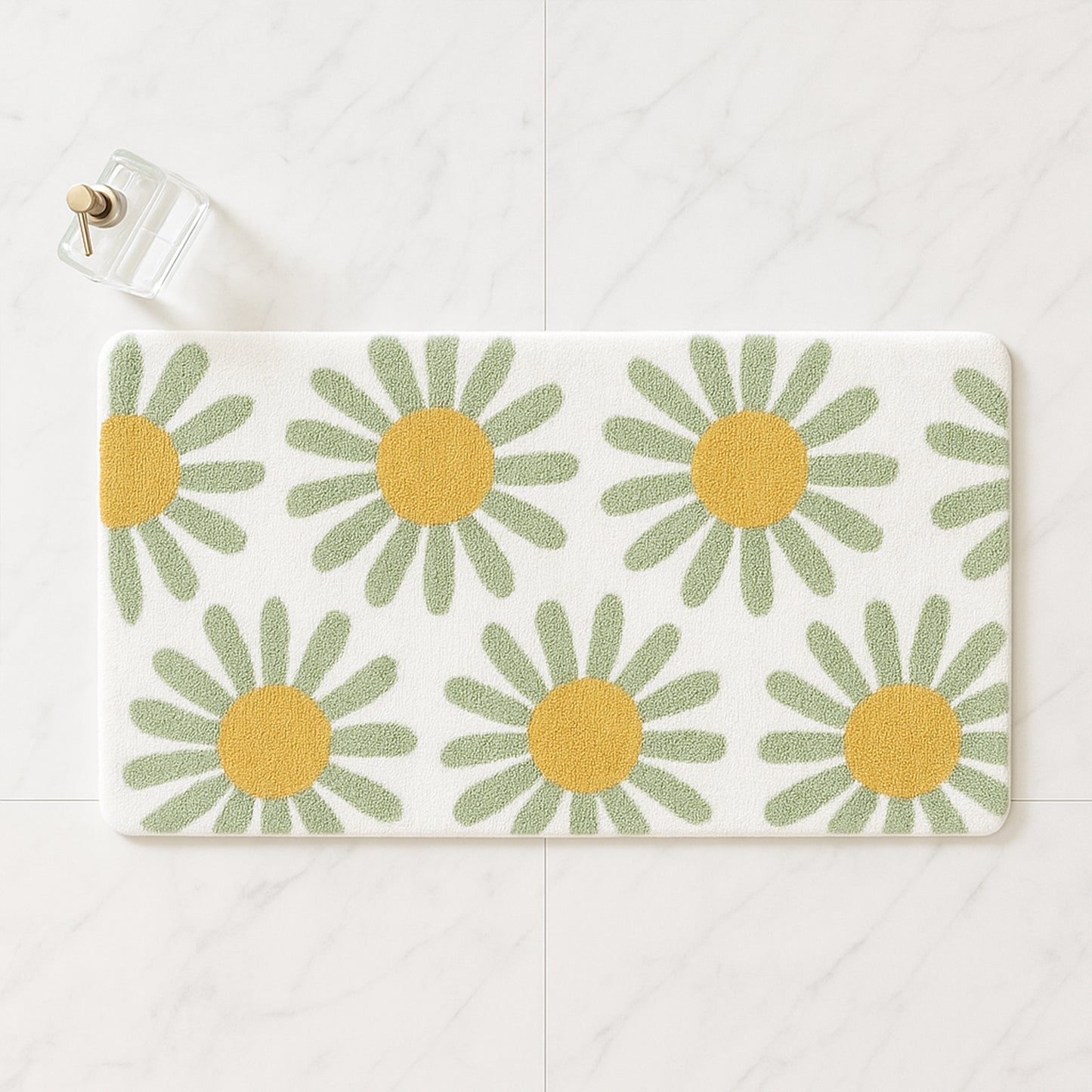 Feblilac Daisy Floral Bath Mat – Soft Non-Slip Absorbent Rug for Bathroom & Entryway