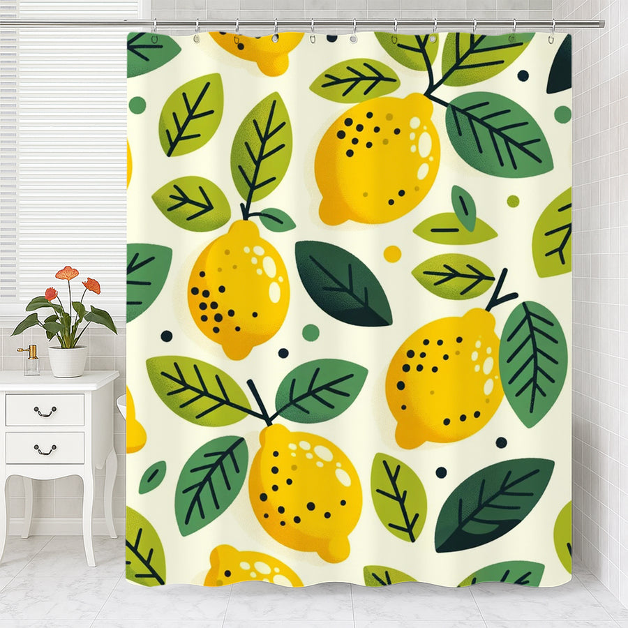 Feblilac Lemon Leaves Shower Curtain - view 2