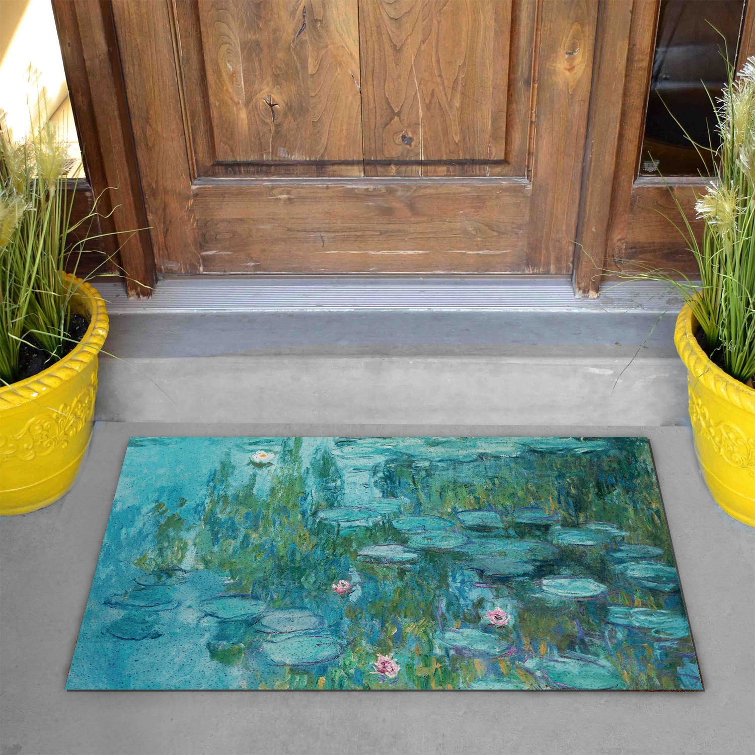 Feblilac Oil Painting Water Lily PVC Coil Door Mat