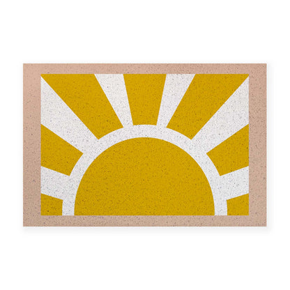 Feblilac Yellow Sun Pink Border PVC Coil Door Mat