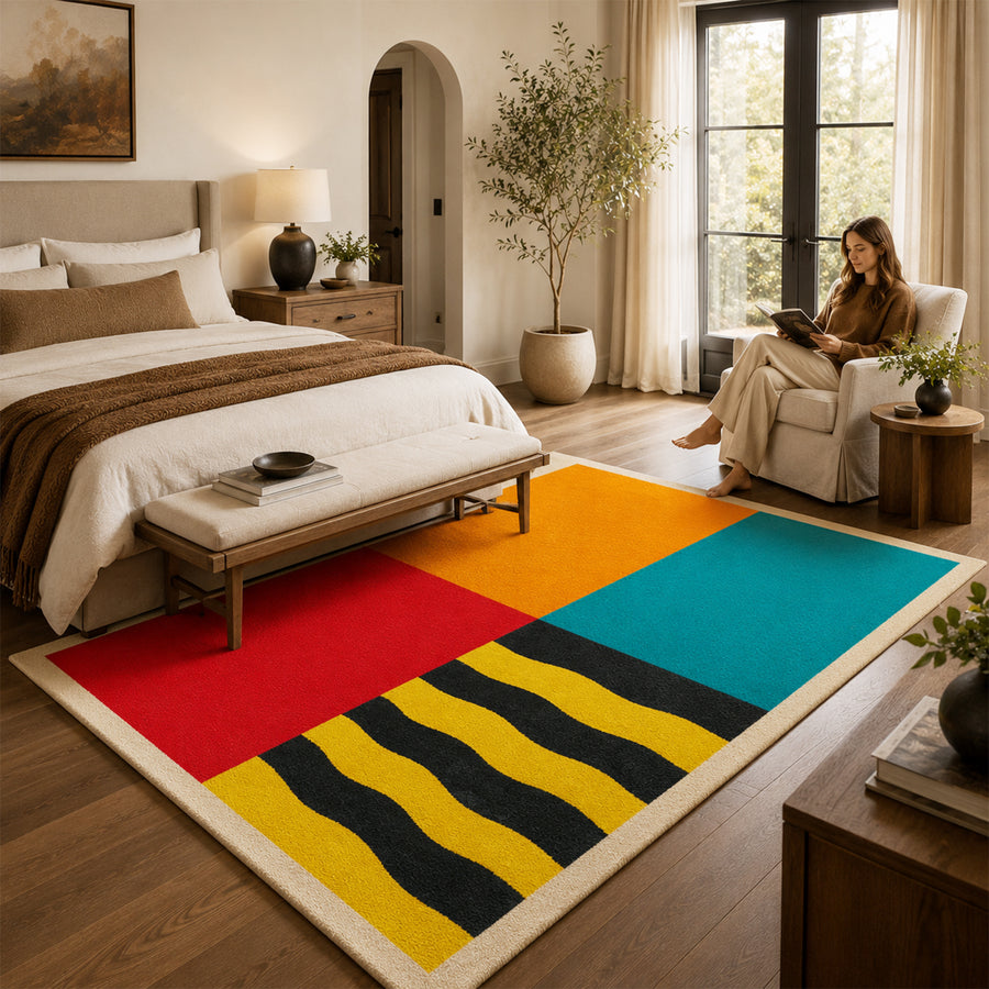 Feblilac Color Block Living Room Area Rug – Modern Tufted Large Rug for Home Decor - view 2