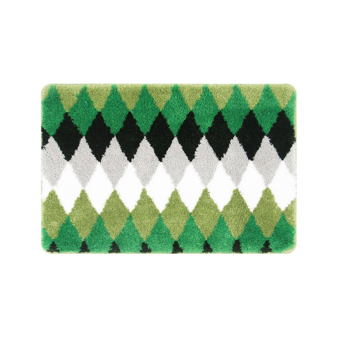 Feblilac Green Diamond Pattern Tufted Bath Mat