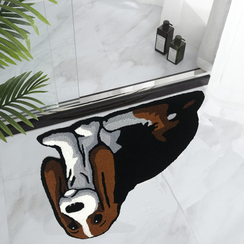 Feblilac Yellow Pug Embroidery Tufted Bath Mat - view 2