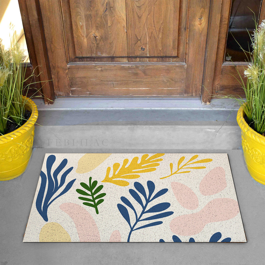 Feblilac Colorful Modern Leaf Color Blocks PVC Coil Door Mat - view 2