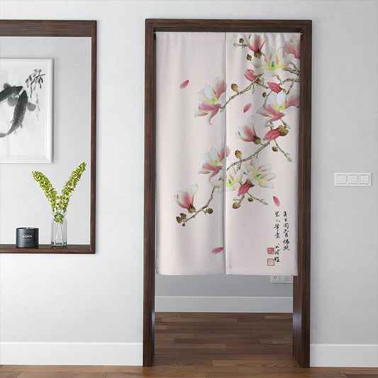 Feblilac Pink Background Magnolia Door Curtain