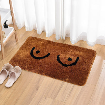 Feblilac Brown Double Skin Milk Boobs Tufted Bath Mat