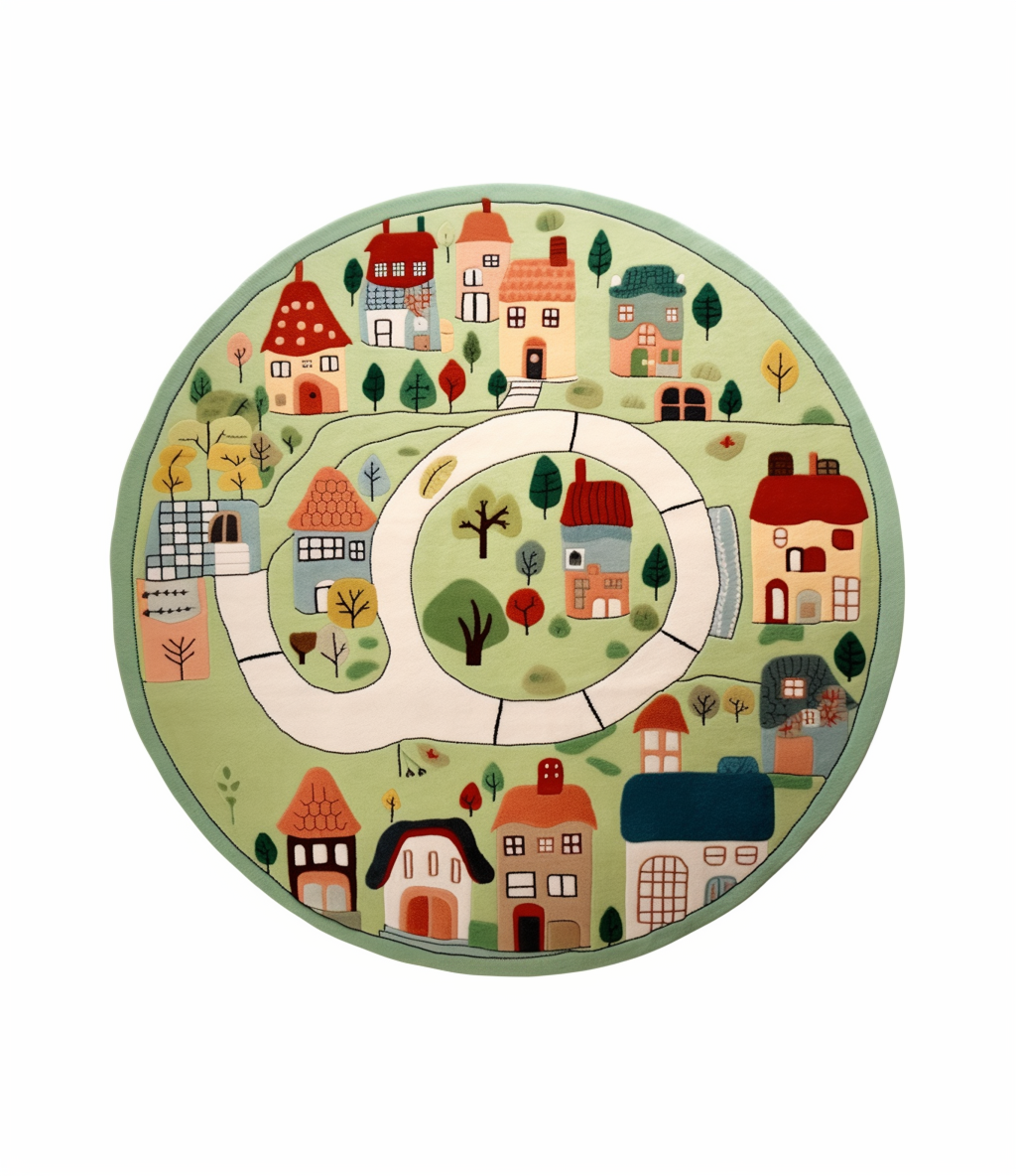 Feblilac Round Children's Map Tufted Bath Mat