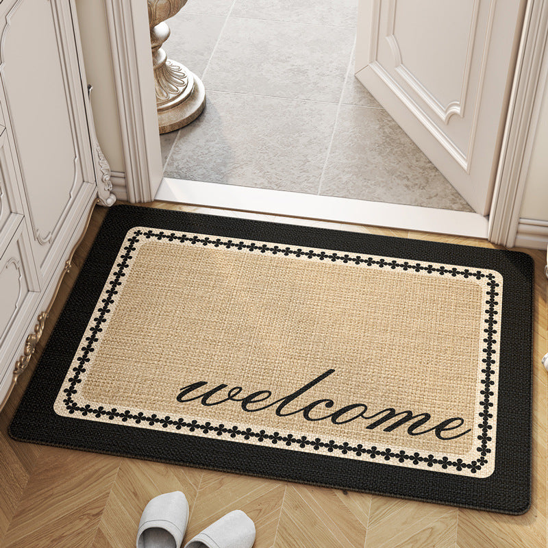 Feblilac Black and Camel Polyester Door Mat
