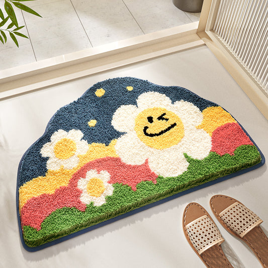 Feblilac Smiling Face in the Mountains Tufted Bath Mat