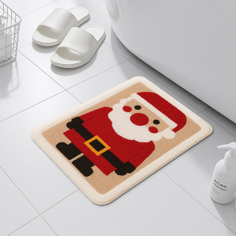 Feblilac Merry Christmas Happy Santa Claus Bath Mat, 15.7″x23.6″ - view 3