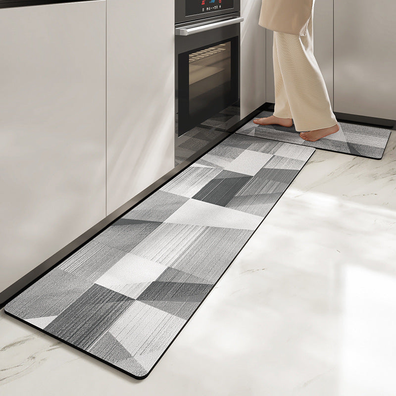 Feblilac Grey the Race Track Shadow PVC Leather Kitchen Mat