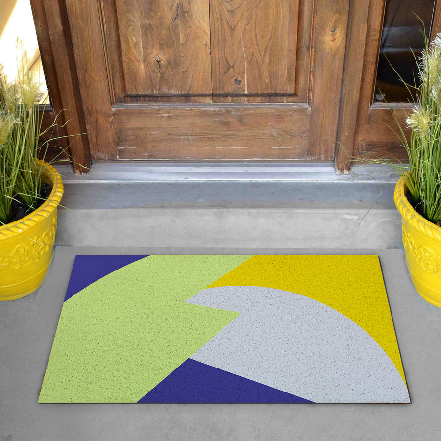 Feblilac Green Blue Yellow Gray Pattern PVC Coil Door Mat - view 2