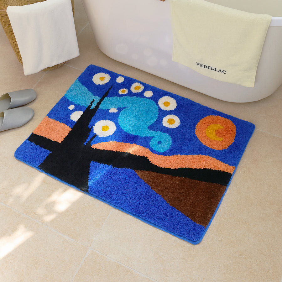 Feblilac Van Gogh Starry Sky Tufted Bath Mat - view 4