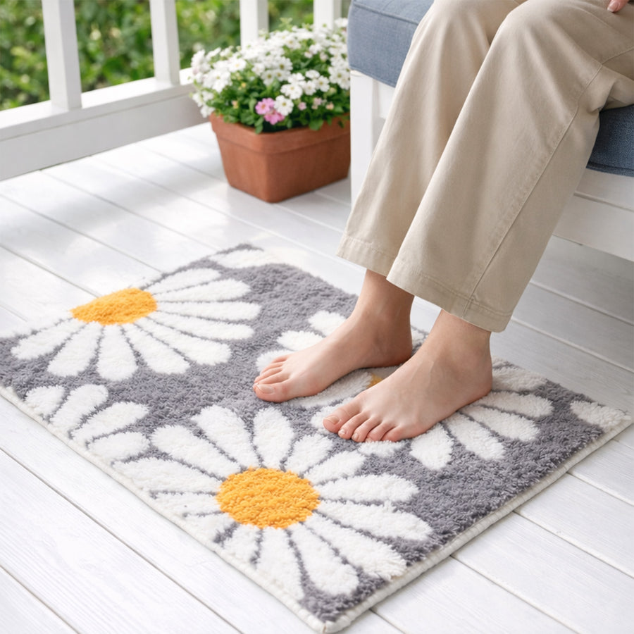 Feblilac Gray Daisy Tufted Bath Mat - view 2