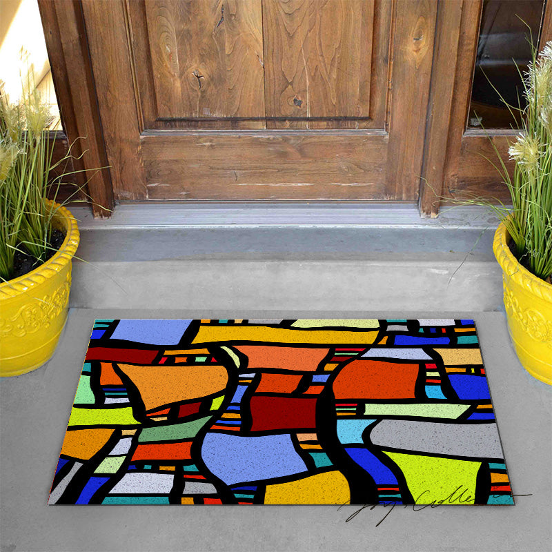 Feblilac Colorful Geometric Figure PVC Coil Door Mat - view 2