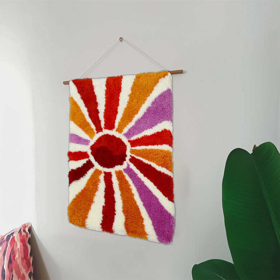 Feblilac Sun Rays Shining Tufted Hanging Wall Decor Art - view 2