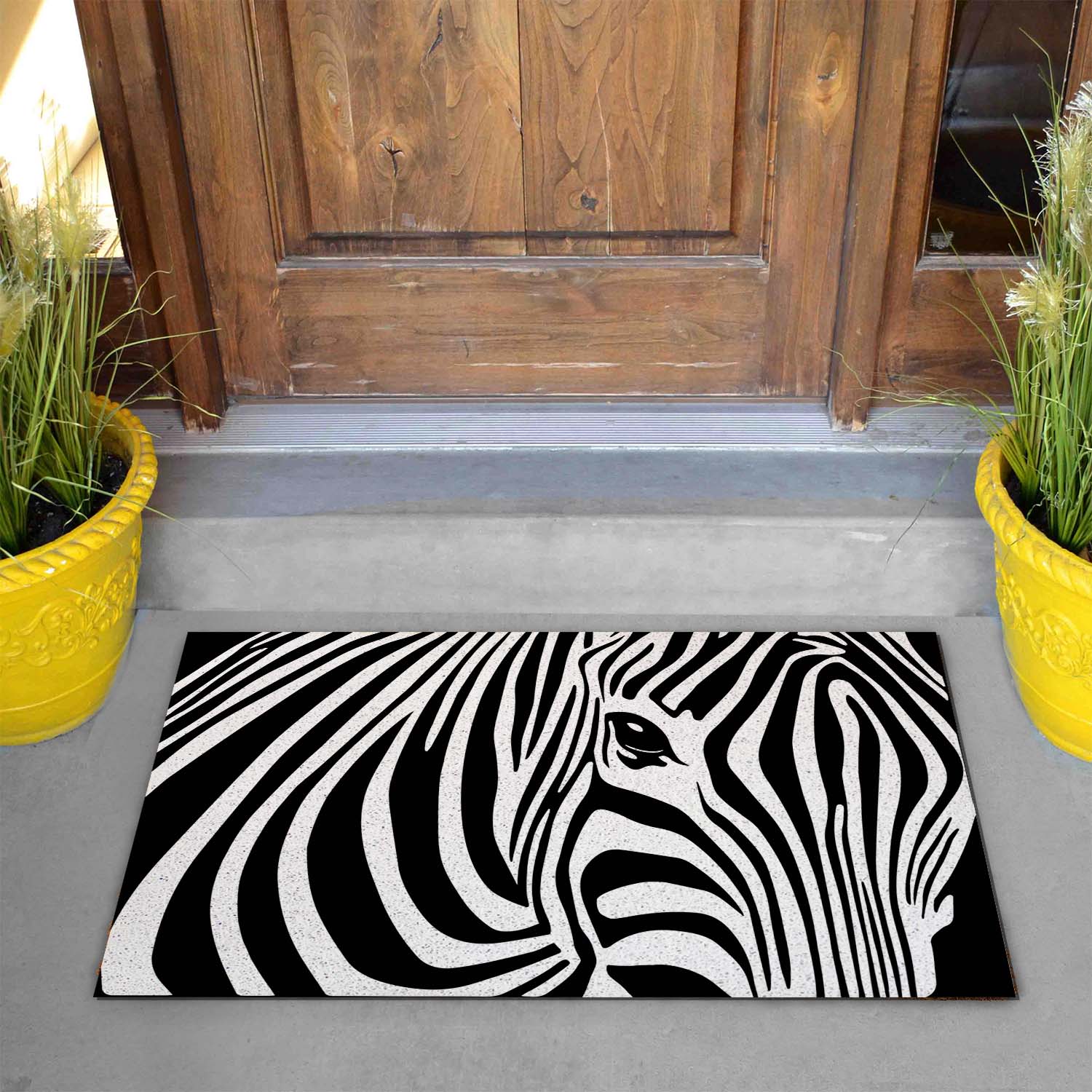 Feblilac Zebra Black And White PVC Coil Door Mat