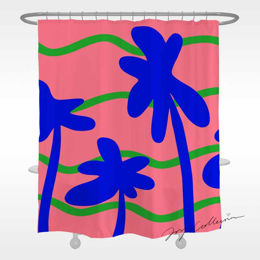 Feblilac The Beach and Palm Trees in The Sunset Shower Curtain