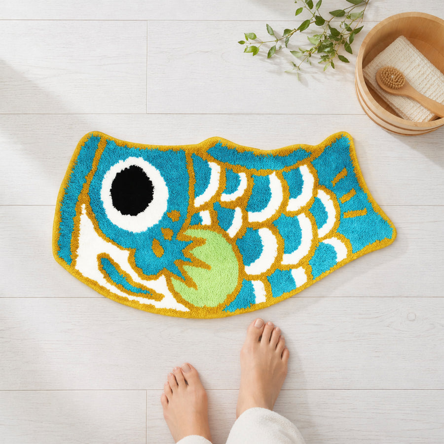 Cute Green Koi Fish Bath Mat - view 4