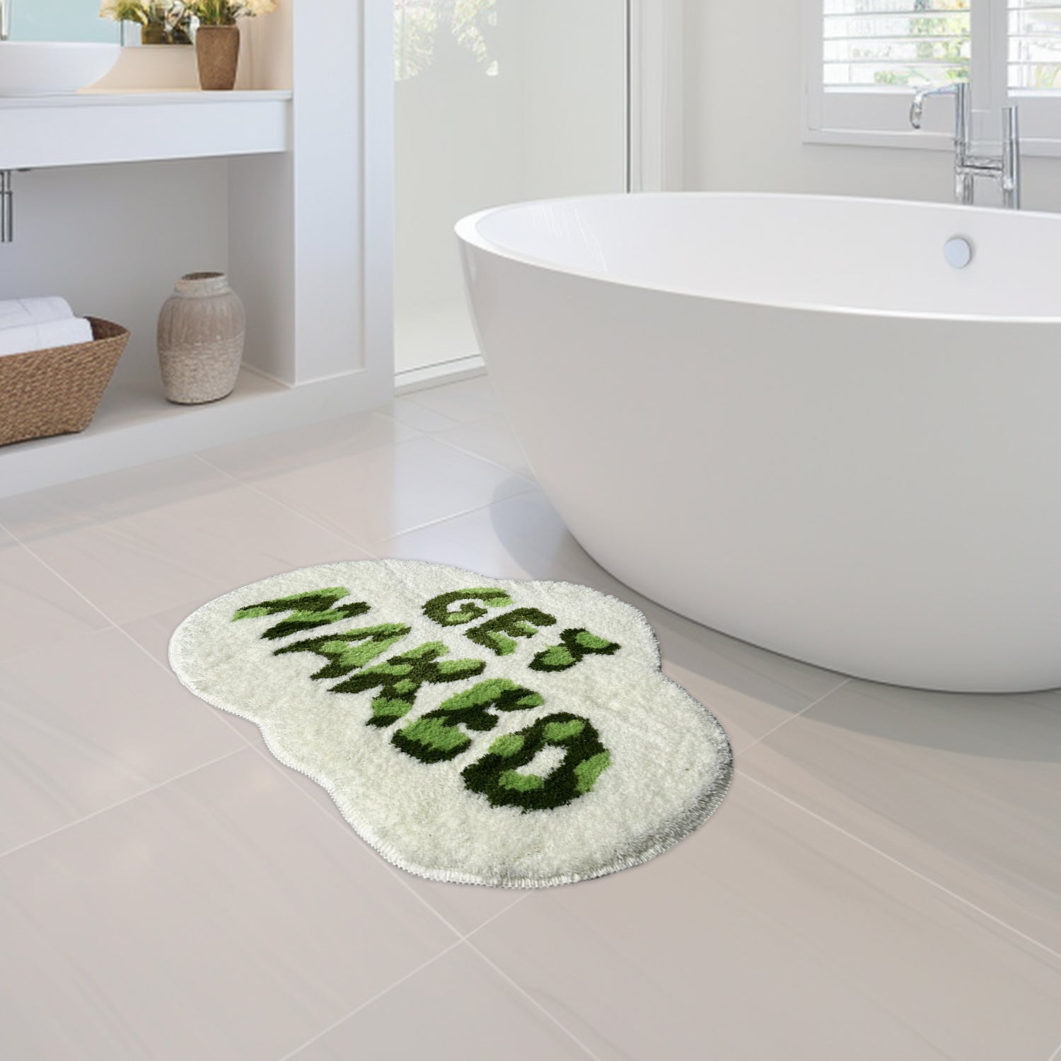 Feblilac Green GET Naked Clouds Tufted Bath Mat