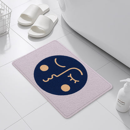 Feblilac Abstract Face Tufted Bath Mat – Modern Non-Slip Soft Bathroom Rug