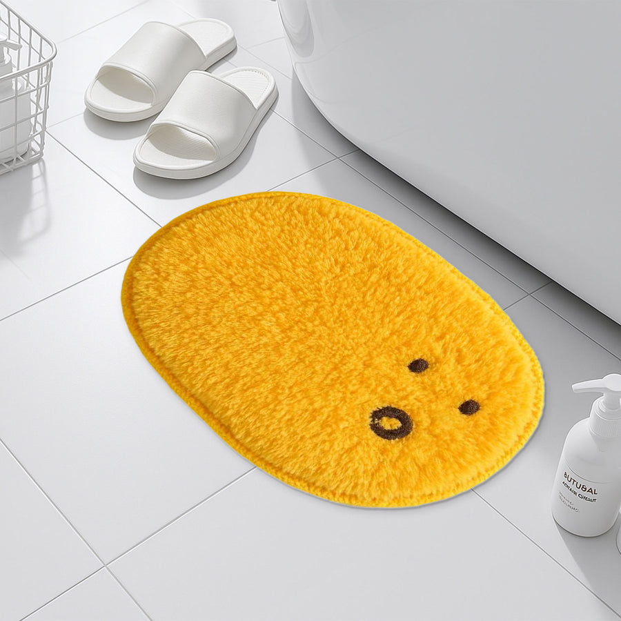 Feblilac Yellow Expression Face Rug – Cute Oval Plush Bath Mat - view 3