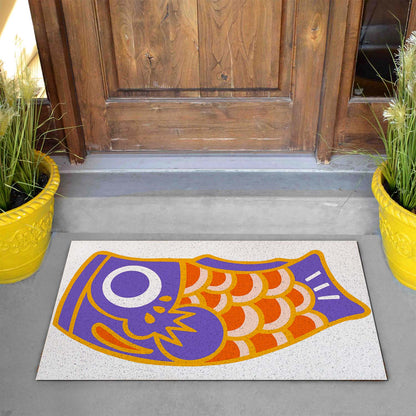 Feblilac Colorful Japanese Koi PVC Coil Door Mat