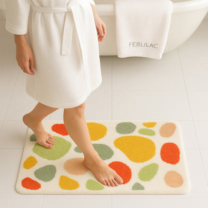 Feblilac Colorful Stones Tufted Bath Mat