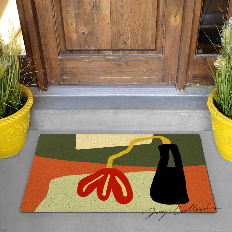 Feblilac Red Flower and Vase PVC Coil Door Mat - view 2