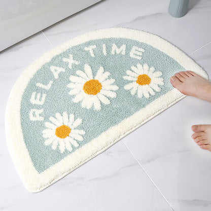 Feblilac Semicircle Daisy Tufted Bath Mat