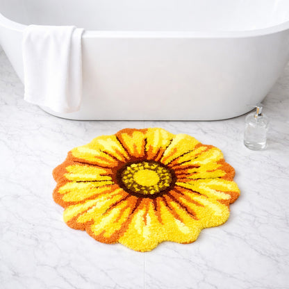 Feblilac Yellow Sunflower Rug, Flower Mat for Bedroom Bathroom Patio