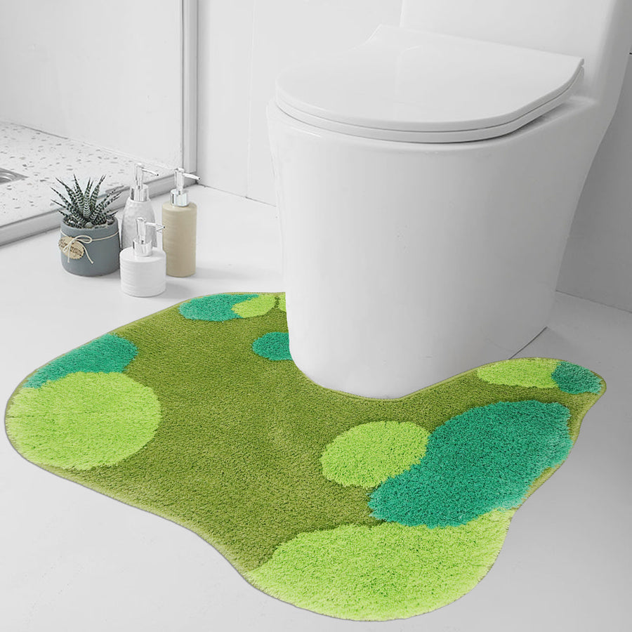 Green Moss Contour Rug for Toilet, Leaves Bath Mat - view 3