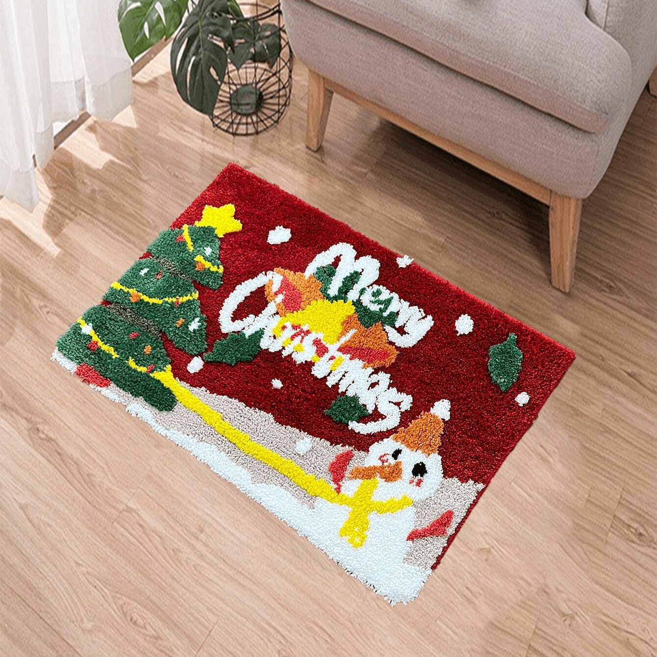 Feblilac Merry Christmas Tufted Bath Mat