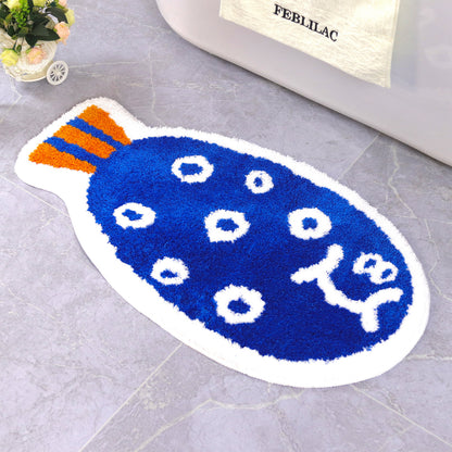 Cute Blue Fish Bath Mat