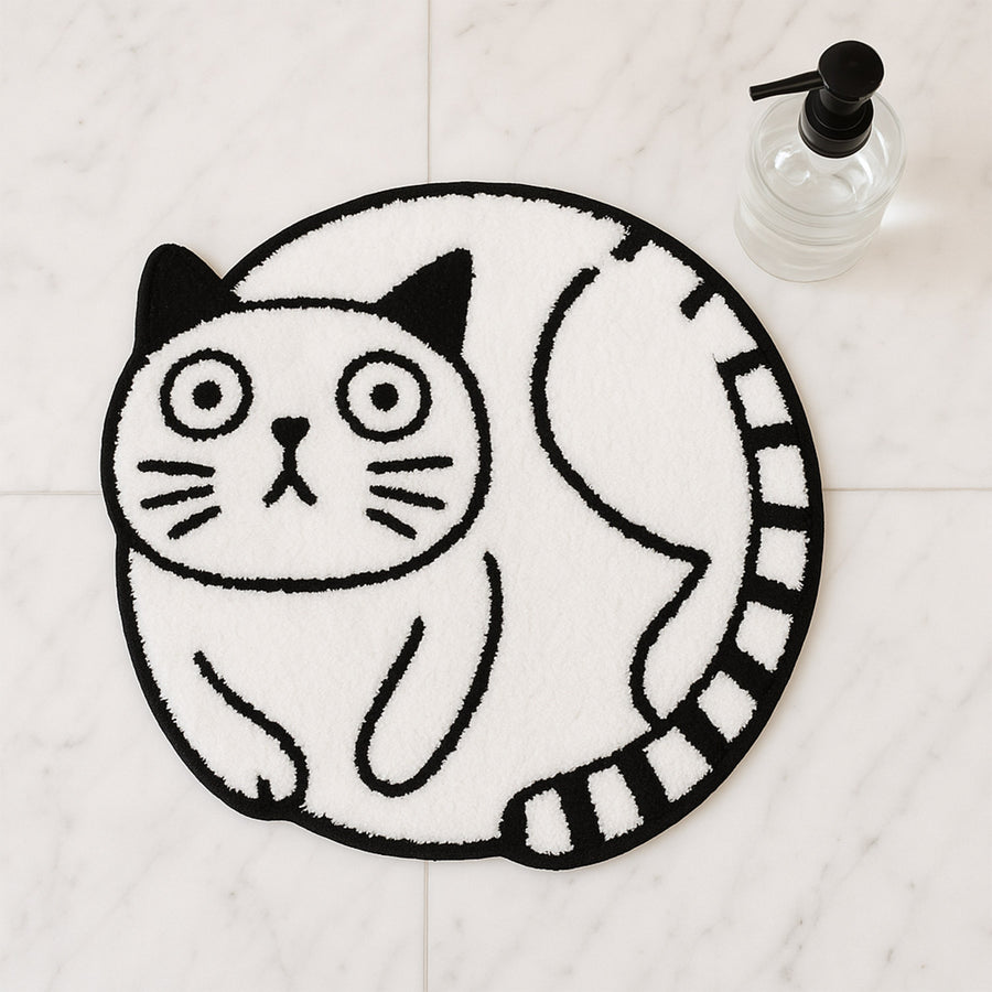 Feblilac Black and White Cute Cat Bath Mat - view 3