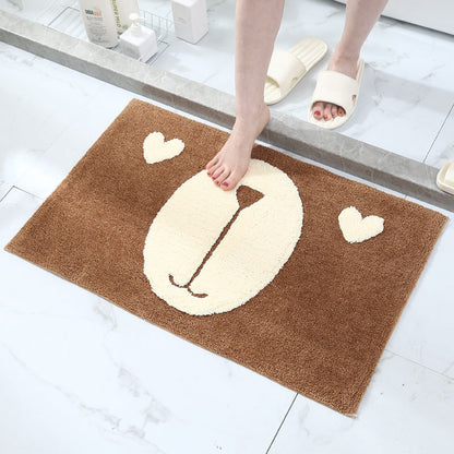 Feblilac Cute Animals Bear Head Tufted Bath Mat