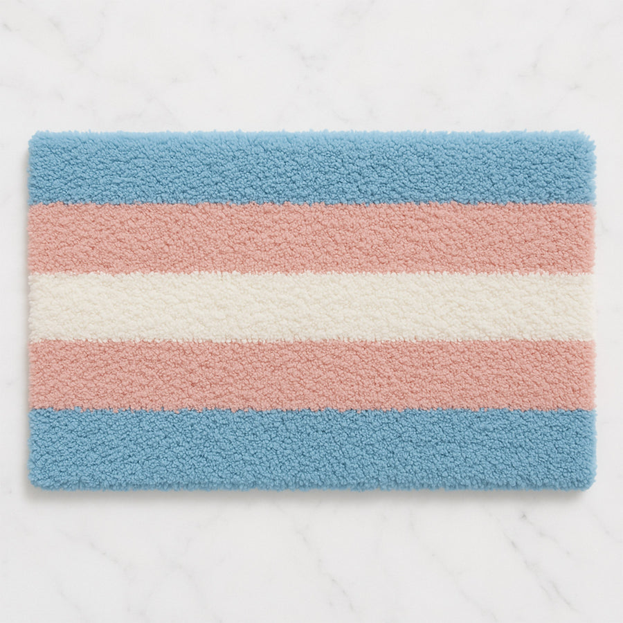Feblilac Pink Blue White LGBT Flag Tufted Bath Mat - view 2